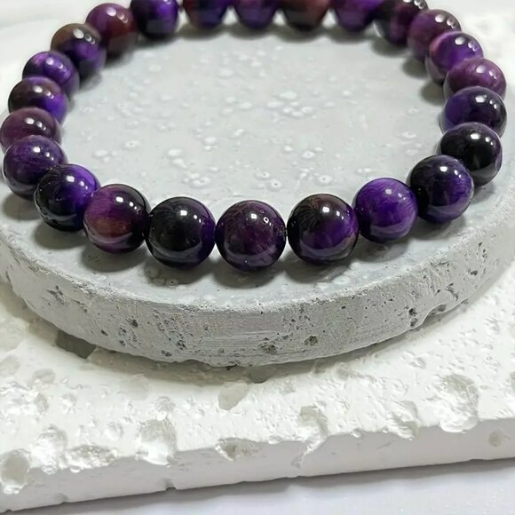 Natural Purple Tiger's Eye Crystal Bracelet (SKU #0380) - Picture 6 of 6